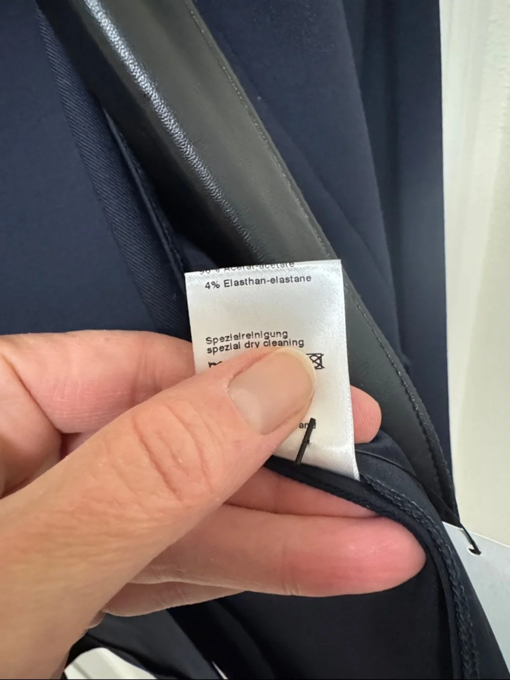 Akris Navy Blazer with Black Leather Lapel - Picture 8 of 10